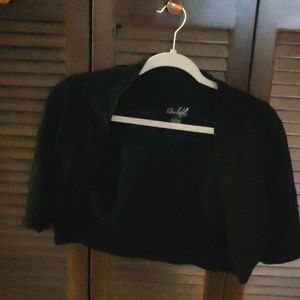 Black short sleeve cardigan, size L